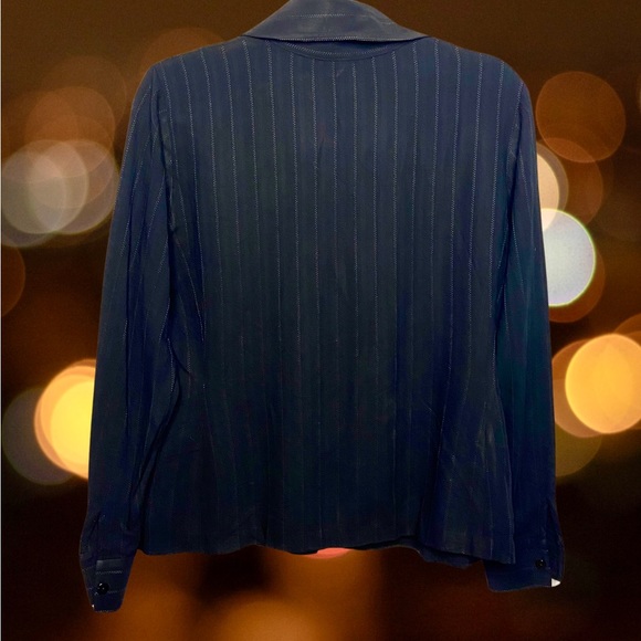 Ellen Tracy Linda Allard Black Collared Button-Up Long Sleeve Shirt - Size 10 - Picture 2 of 2